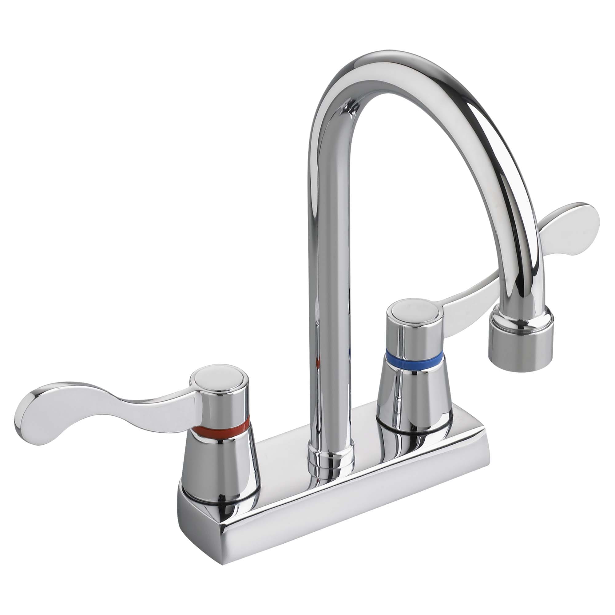 Heritage 4 Inch Centerset Gooseneck Faucet, Wrist Blade Handles, 1.5 gpm